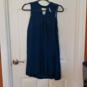 Teal sleeveless lined tunic dress